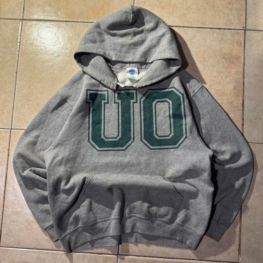 Vintage y2k 2000s university of Oregon NCAA Gray Mens Hoodie Size L